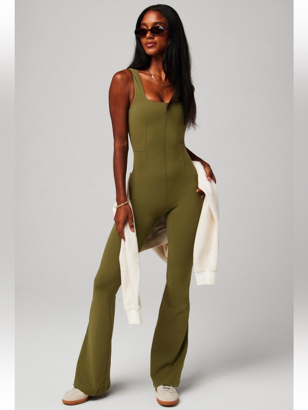 Fabletics Olive Green Flare Jumpsuit size XS new with tags